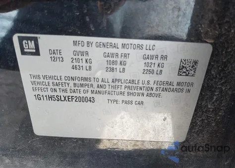 2014 Chevrolet Malibu 1Lz from USA, damaged, VIN 1G11H5SLXEF200043